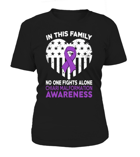 In This Family No One Fight Alone Chiari Malformation Heart American Flag shirt - Ladies Flowy Tank Women's T-Shirt