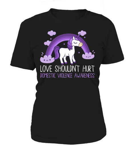 Love Shouldnt Hurt Purple Rainbow Unicorn Women's T-Shirt