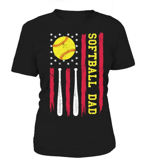 Softball Dad Vintage American Flag Women's T-Shirt