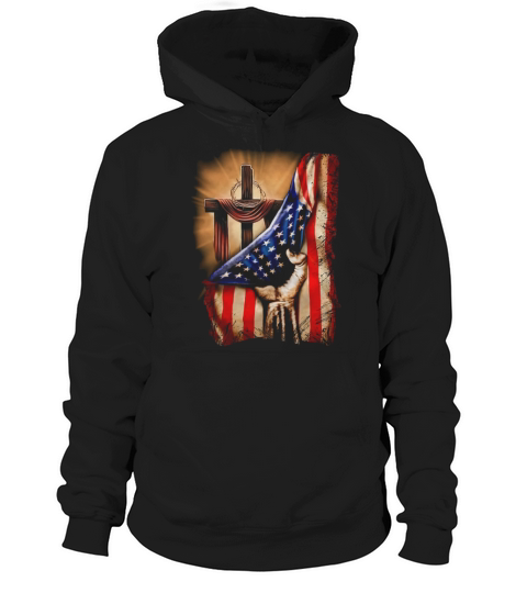 Cross Christ American Flag Pride Hand Jesus Lover Gift T-Shirt Hoodie Unisex