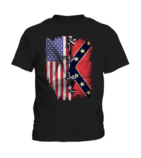 America flag Confederate battle flag shirt Kids T-Shirt