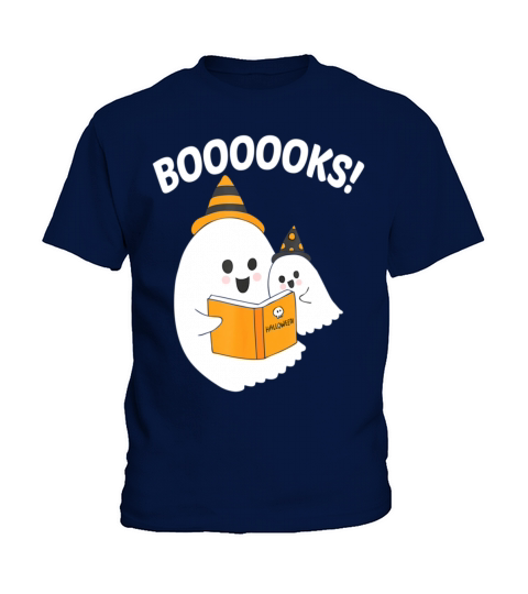 Funny Teacher Halloween Ghost booooooks boo read Kids T-Shirt
