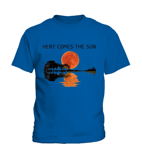 Guitar lake Here comes the sun sunset shirt Kids T-Shirt