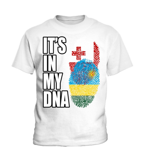 Tongan And Rwandan Mix Heritage DNA Flag Kids T-Shirt