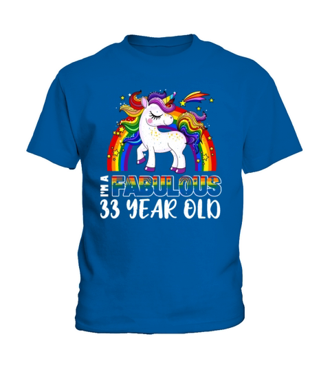 Unicorn Age 33 Years Gay Pride LGBT Pride Month Kids T-Shirt