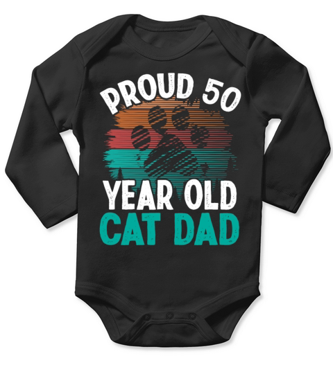 50th Birthday Cat Father Kitty 50 Year Old Cat Dad Long Sleeve Baby One-Piece
