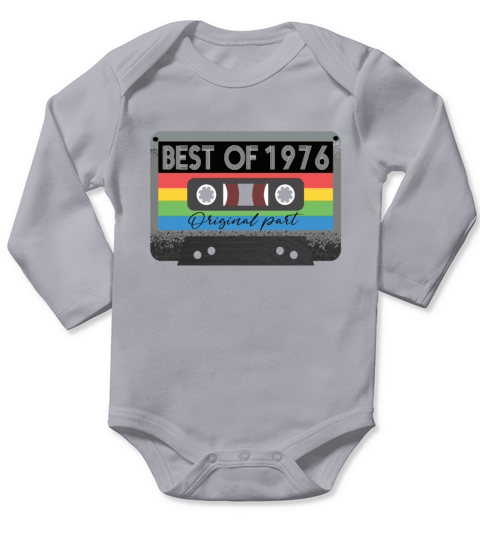 Best Of 1976 Vintage Cassette Retro Birthday Long Sleeve Baby One-Piece