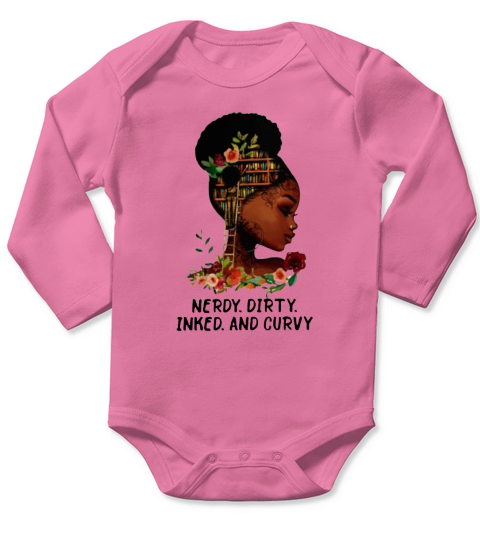Black Girl Nerdy dirty inked and curvy Long Sleeve Baby One-Piece