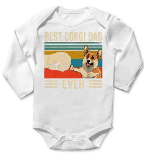 Bump Fit Best Corgi Dad Ever Dog Lovers Vintage shirt Long Sleeve Baby One-Piece
