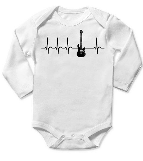 Cool Funny Heartbeat Playing Bass Guitarist Gifts Long Sleeve Baby One-Piece