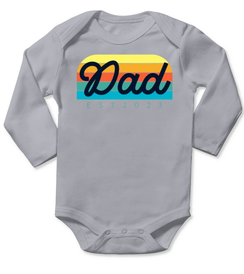 dad Est 2023 hat Perfect gift for new fathers 80s Long Sleeve Baby One-Piece