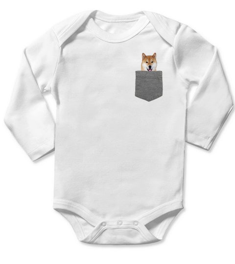 Dog in Your Pocket Tshirt Shiba Inu Shirt Doge Tee Long Sleeve Baby One-Piece