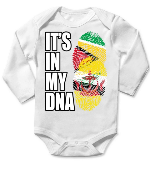 Guyanese And Bruneian Mix Heritage DNA Flag Long Sleeve Baby One-Piece