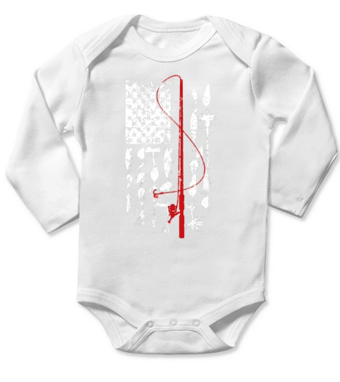 Mens Funny Fisherman Gifts For Men - Fishing Flag Tshirt Long Sleeve Baby One-Piece
