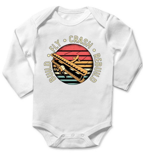 RC Plane Build Fly Crash Rebuild Pilot RC Planes Long Sleeve Baby One-Piece