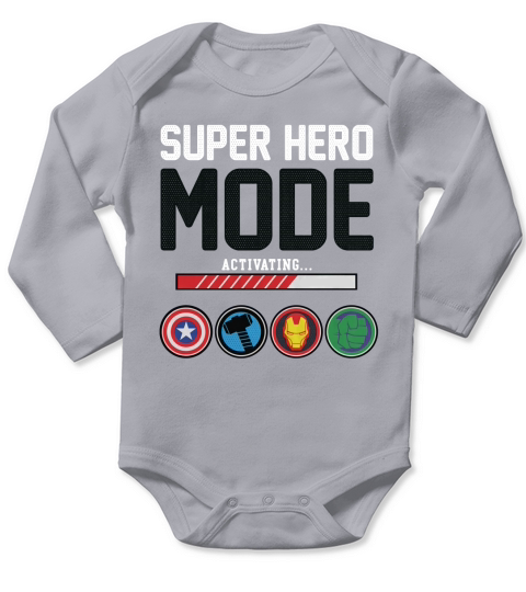 SUPER HERO MODE Long Sleeve Baby One-Piece