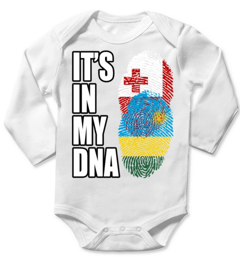 Tongan And Rwandan Mix Heritage DNA Flag Long Sleeve Baby One-Piece