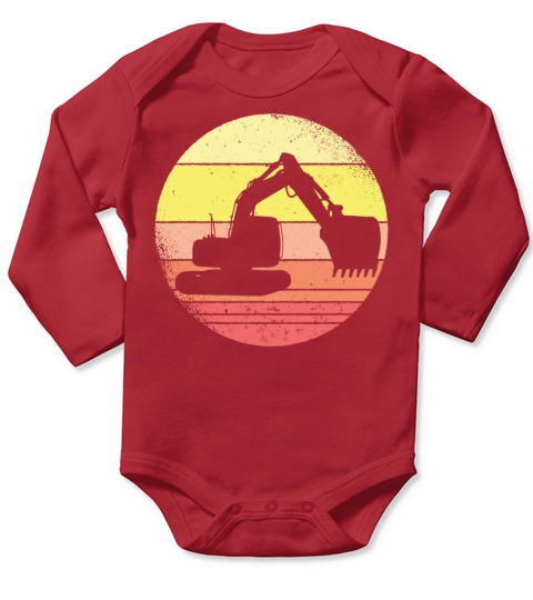 Vintage Retro Excavator Long Sleeve Baby One-Piece