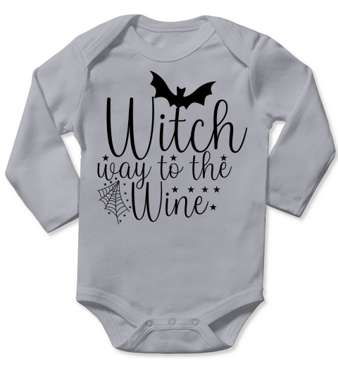 Witch way to the wine shirt Party Halloween Long Sleeve Baby One-Piece