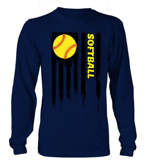 softball us flag Long sleeved Unisex