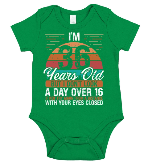 36 Birthday Day over 16 Vintage 36 Years Old Short Sleeve Baby One-Piece
