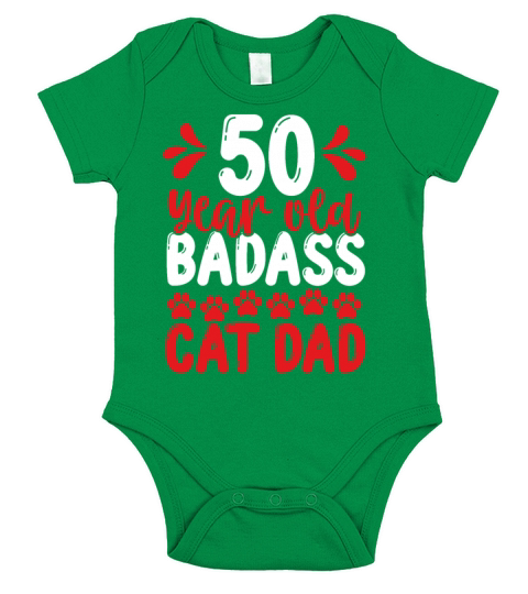 50 Year Old Cat Dad Funny Cat Father 50th Birthday Short Sleeve Baby One-Piece