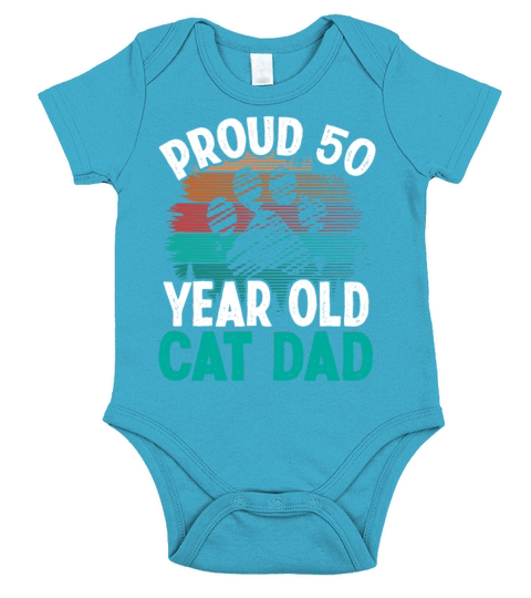 50th Birthday Cat Father Kitty 50 Year Old Cat Dad Short Sleeve Baby One-Piece