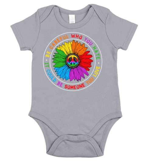 Be Careful Who You Hate Pride Rainbow Short Sleeve Baby One-Piece
