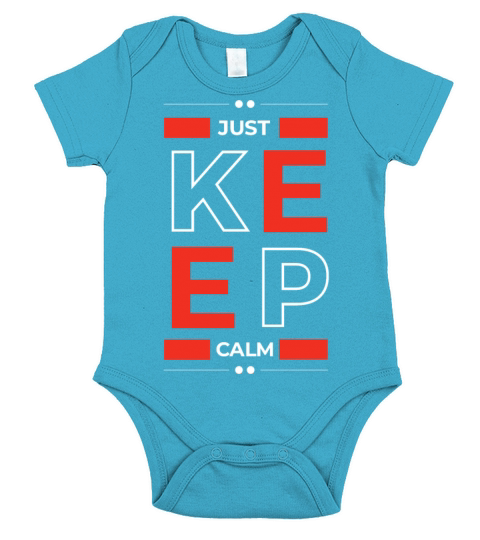 Black Red Just Keep Calm Quote Typography T shirt Short Sleeve Baby One-Piece