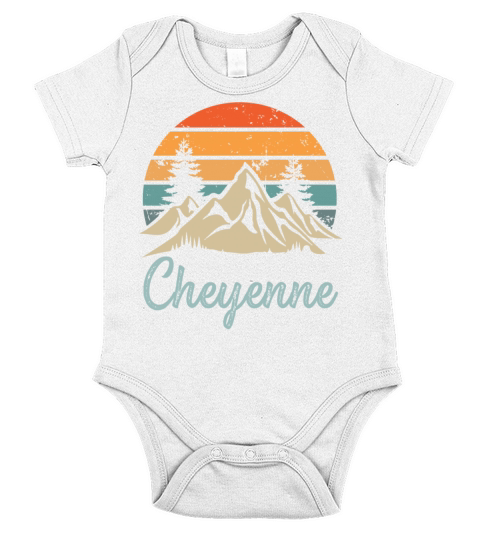 Cheyenne Retro Vintage Mountain Sunset Outdoors Wi Short Sleeve Baby One-Piece
