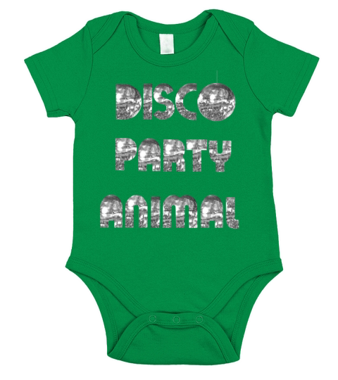 Disco Party Animal 1970s Silver Short Sleeve Baby One-Piece