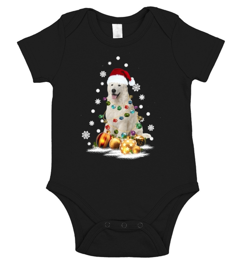 Great Pyrenees Christmas Dog Light 
 T-Shirt Short Sleeve Baby One-Piece
