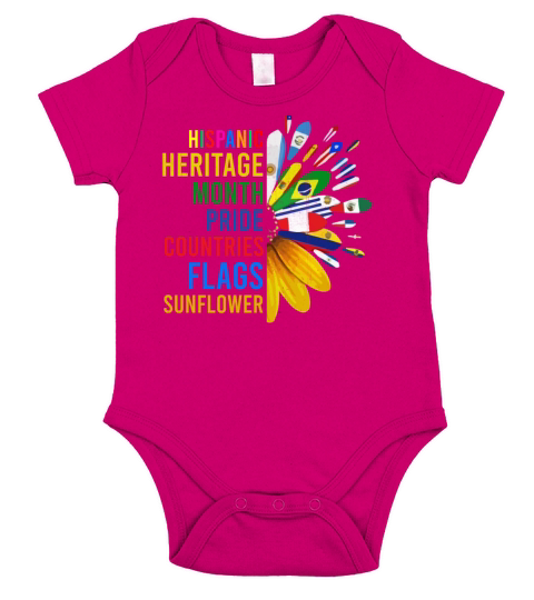 Hispanic Heritage Month Pride Countries Flags Sunf Short Sleeve Baby One-Piece