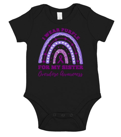I Wear Purple For My Sister Overdose Awareness Short Sleeve Baby One-Piece