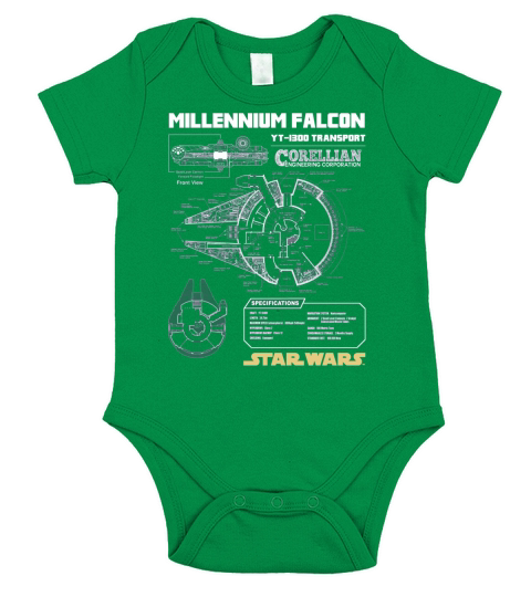 Millennium Falcon Schematic Short Sleeve Baby One-Piece