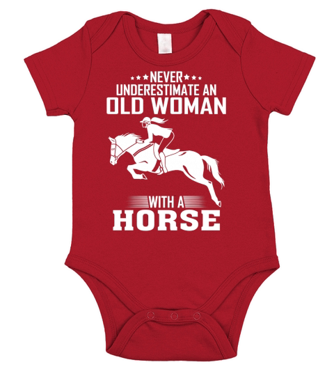 Never underestimate an old woman with a horse Short Sleeve Baby One-Piece