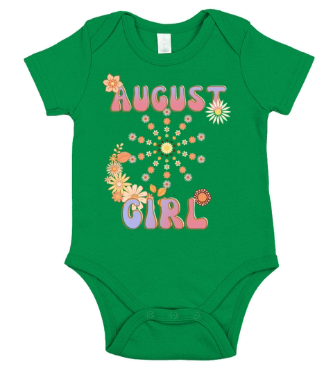 Retro August Girl Vintage Design Short Sleeve Baby One-Piece