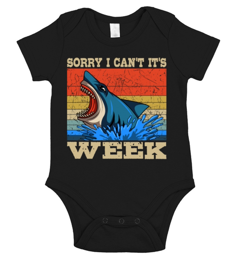 Sorry I Cant Its Week Marine Retro Shark Short Sleeve Baby One-Piece