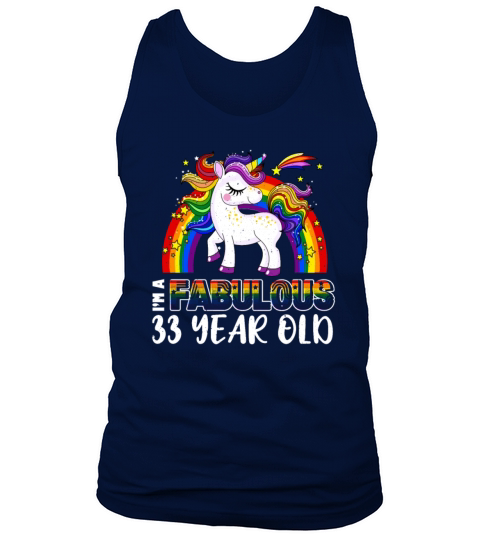 Unicorn Age 33 Years Gay Pride LGBT Pride Month Tank Top Unisex