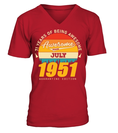 1951 Quarantine Edition July 71th birthday gift V-Neck T-shirt