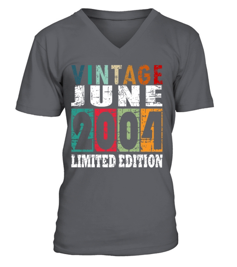 2004 vintage born in June gift V-Neck T-shirt