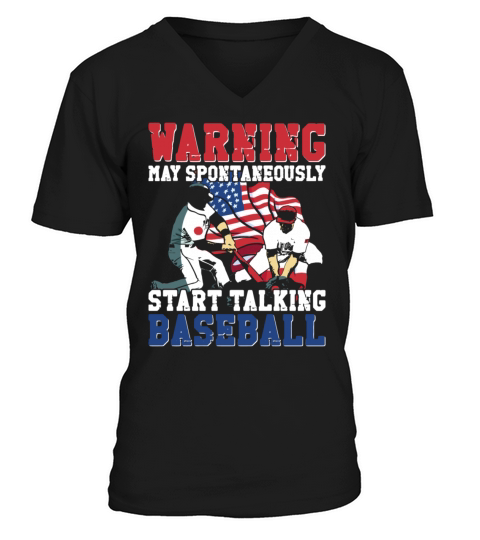 Baseball Fan Vintage American Flag V-Neck T-shirt