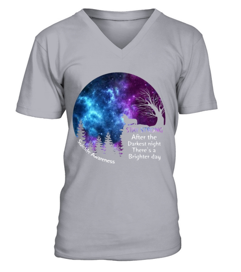 Corgi Suicide Awareness Stay Strong Darkest Night V-Neck T-shirt