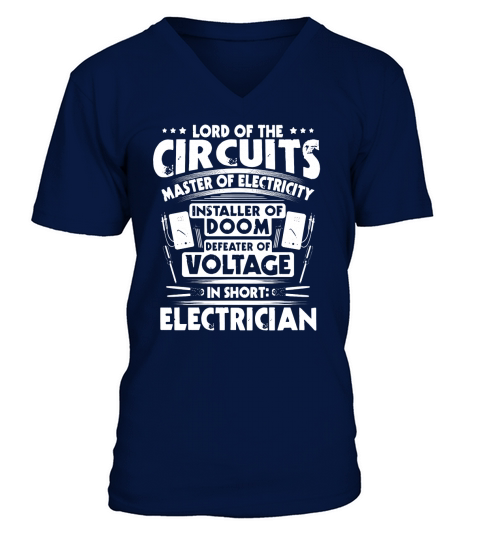 electrician sparky electricity lord gift present V-Neck T-shirt