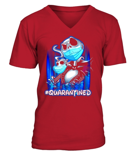 Jack Skellington face mask quarantined Coronavirus shirt V-Neck T-shirt