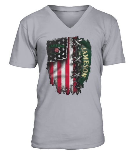 Jameson Irish Whiskey inside American flag V-Neck T-shirt