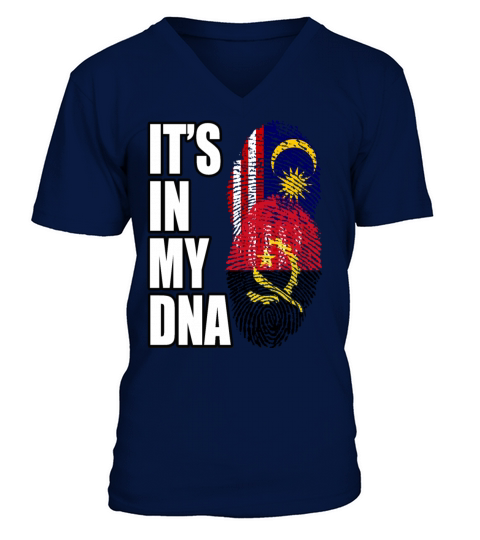 Malaysian And Angolan Mix Heritage DNA Flag V-Neck T-shirt