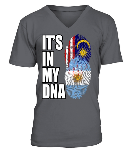 Malaysian And Argentinian Mix Heritage DNA Flag V-Neck T-shirt