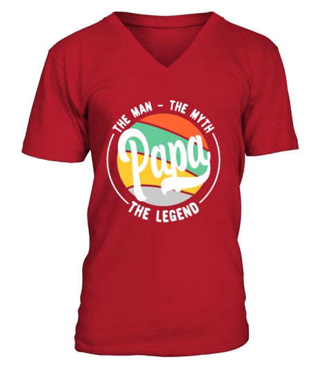 Papa The Man The Myth The Legend 1 black V-Neck T-shirt