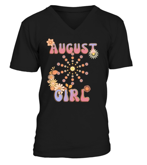 Retro August Girl Vintage Design V-Neck T-shirt
